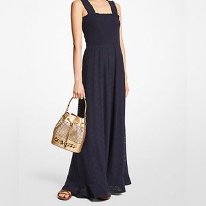 Michael Kors Navy Paisley Eyelet Maxi-Size M